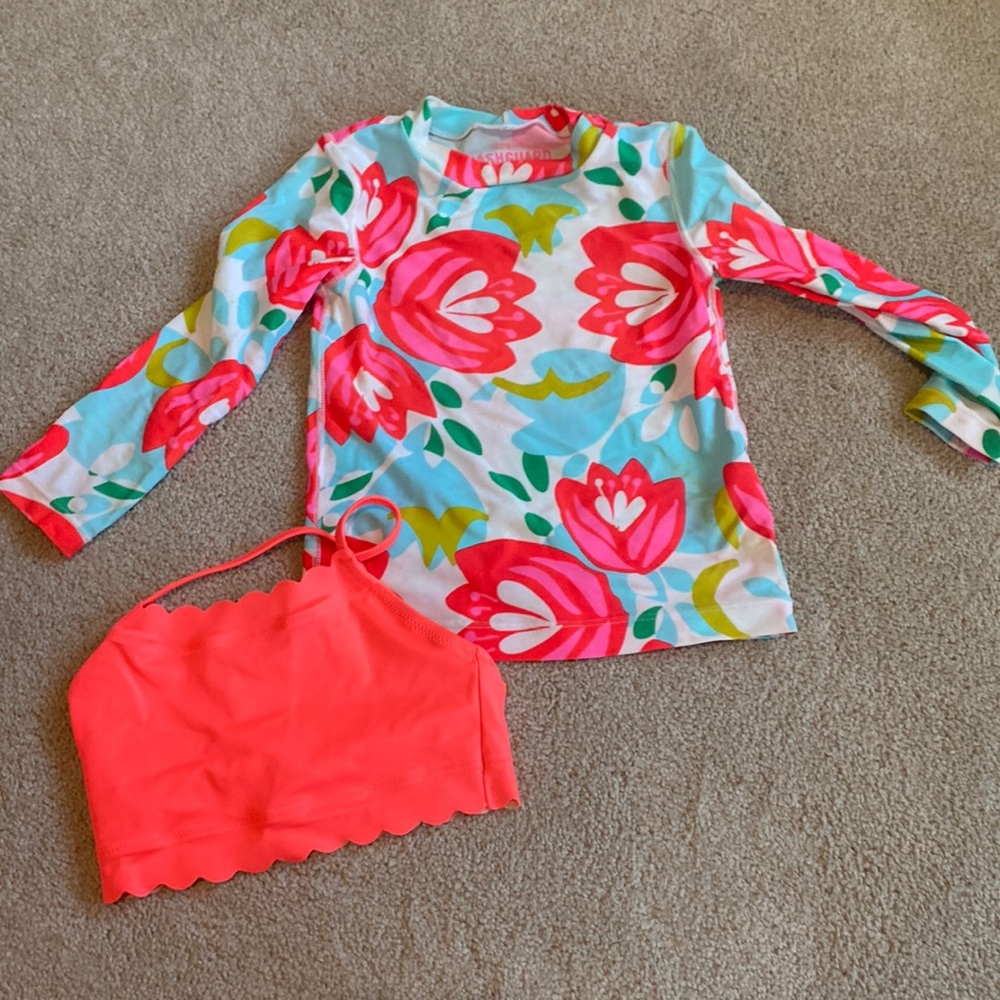 Crewcuts j. Crew swim rash guard and separate top 2T